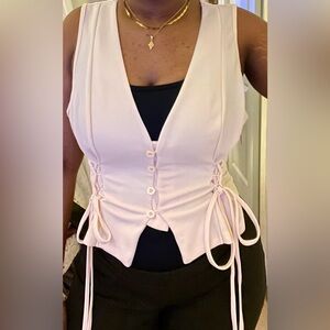 Stylish Pink Lace-Up Vest